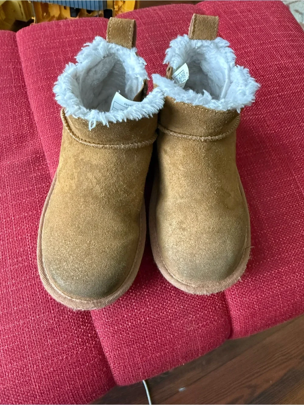 Koolaburra Kids Tan Faux-Shearling Slip-On Slipper Boots